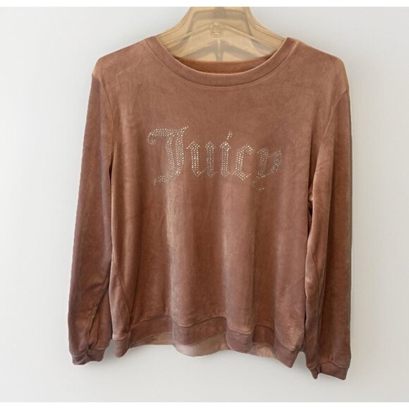 Juicy Couture Other - Juicy Couture Embellished Velour Sleep Lounge Wear Long Sleeve Top Sz L Cozy